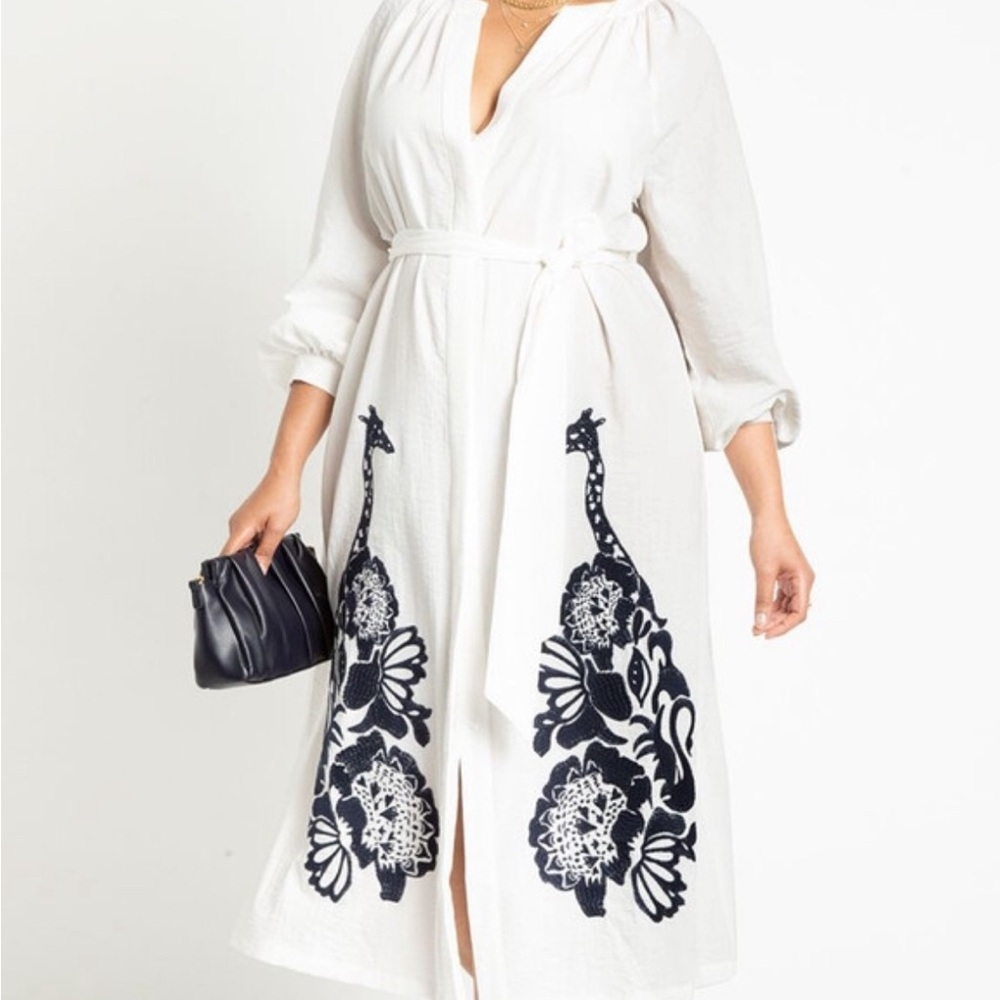 Eloquii White and Black Maxi Dress